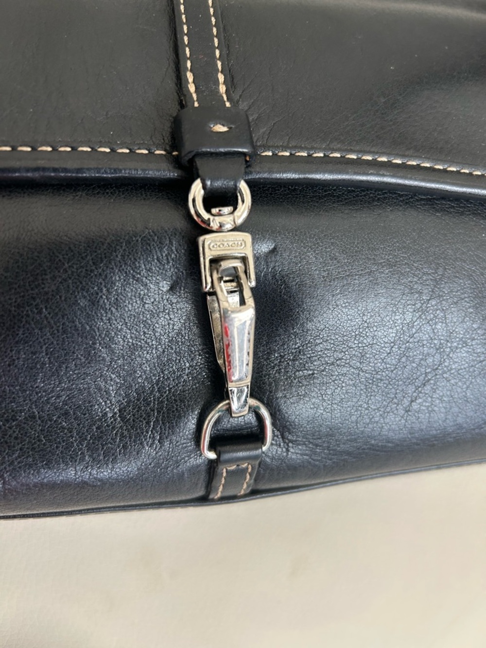 Coach Black Leather Wristlet Clutch with Silver Hardware - Picture 3 of 5